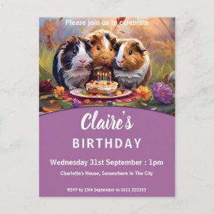 Cavia Pigs Birthday Uitnodiging Briefkaart