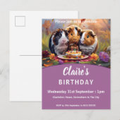 Cavia Pigs Birthday Uitnodiging Briefkaart (Voorkant / Achterkant)