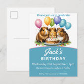 Cavia Pigs Birthday Uitnodiging Briefkaart (Voorkant / Achterkant)