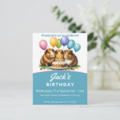 Cavia Pigs Birthday Uitnodiging Briefkaart (Staand voorkant)