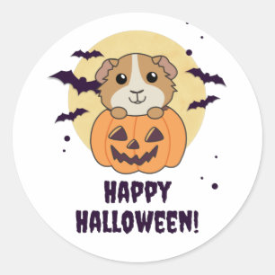 Cavia Pumpkin Zoete Dieren Gelukkig Halloween C Ronde Sticker