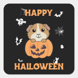 Cavia Pumpkin Zoete Dieren Gelukkig Halloween S Vierkante Sticker
