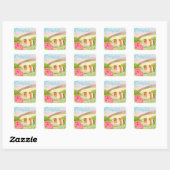 Cavia Regenboog met Anjers Vierkante Sticker (Vel)