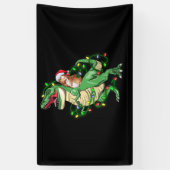 Cavia Riding Kerstmis Licht Rex Dinosaur Spandoek (Verticaal)