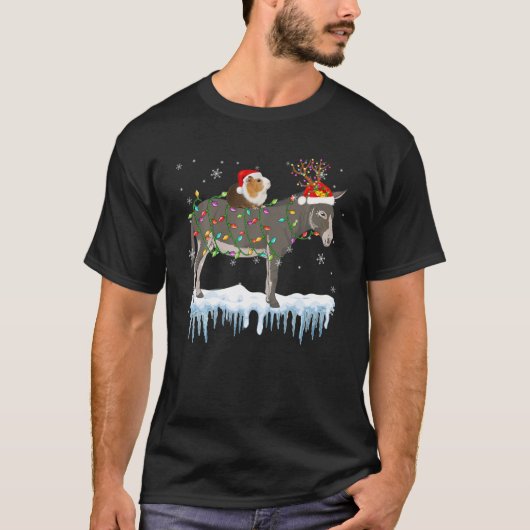 Cavia Riding Mule Reindeer Santa Kerstmis Li T-shirt (Voorkant)