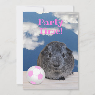 Cavia Roze Voetbal Verjaardagsfeestje voor Kindere Kaart