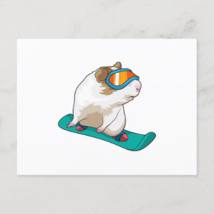 Cavia Snowboarder Snowboard Briefkaart