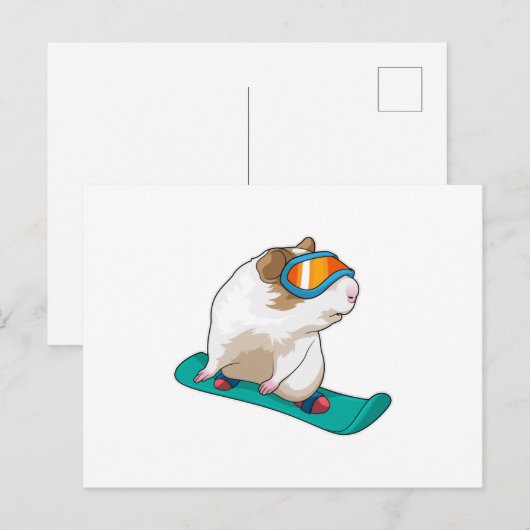 Cavia Snowboarder Snowboard Briefkaart (Voorkant / Achterkant)
