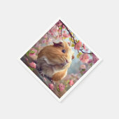 Cavia te midden van lentebloesems servet (Hoek)