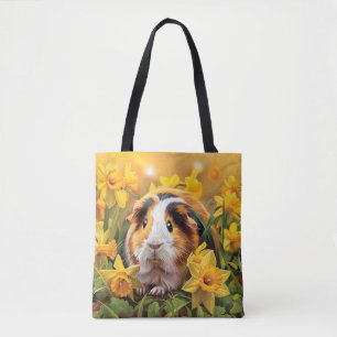 Cavia tussen de narcissen tote bag
