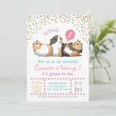 Cavia Verjaardagsfeestje Uitnodiging Confetti (Staand voorkant)