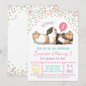 Cavia Verjaardagsfeestje Uitnodiging Confetti (Voorkant / Achterkant)