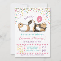 Cavia Verjaardagsfeestje Uitnodiging Confetti