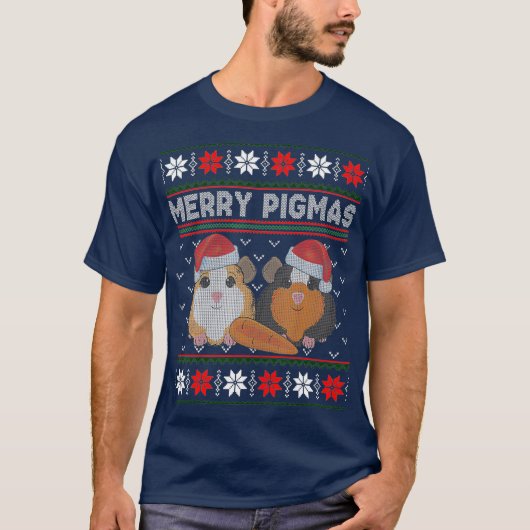 Cavia voor kerst prettige feestjes Ugly Sweater T-shirt (Voorkant)