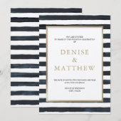 Caviar Black Waterverf Stripe & Gold Lettering Kaart (Voorkant / Achterkant)