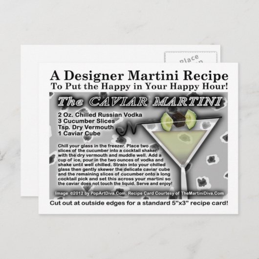 Caviar Martini Recipe Briefkaart (Voorkant / Achterkant)