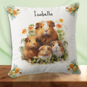 Cavia's Afgeronde Bloemen Mooie Gepersonaliseerde Kussen