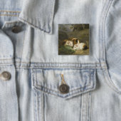 Cavia's (door George Morland) Vierkante Button 5,1 Cm (In situ)