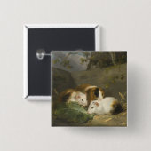 Cavia's (door George Morland) Vierkante Button 5,1 Cm (Voorkant /achterkant)