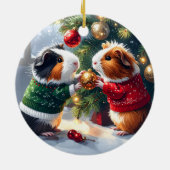 Cavia's en kerstboom keramisch ornament (Achterkant)