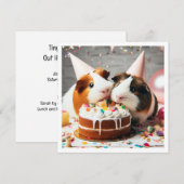 Cavia's eten cake verjaardag uitnodiging (Voorkant / Achterkant)