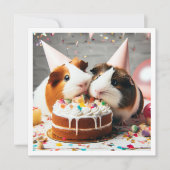 Cavia's eten cake verjaardag uitnodiging (Voorkant)