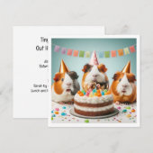 Cavia's eten cake verjaardag uitnodiging (Voorkant / Achterkant)