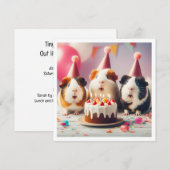 Cavia's eten cake verjaardag uitnodiging (Voorkant / Achterkant)