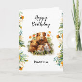 Cavia's goudsbloem bloemen gepersonaliseerde verja kaart (Voorkant)