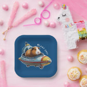 Cavia's in de ruimte! Retro Astronaut Explorer Papieren Bordje (Feest)