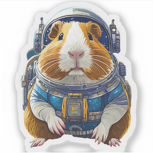 Cavia's in de ruimte! ruimtevaartastronaut sticker (Voorkant)
