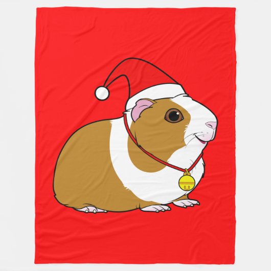 Cavia's in Santa Hat en Bell Fleece Deken (Voorkant)