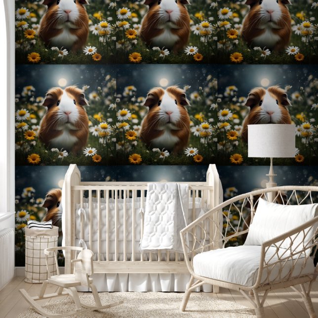 cavia's maan bloem madeliefjes, behang (Kinderen)
