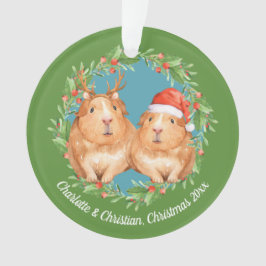 Cavia's Santa en rendieren krans Kerstmis Ornament