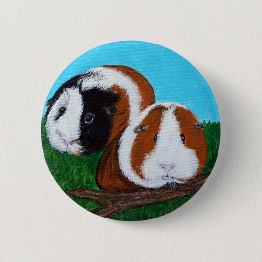 Cavia's schilderen ronde button 5,7 cm (Voorkant)