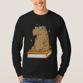 Caviidae Guinea Pig loves reading Books T-shirt (Voorkant)