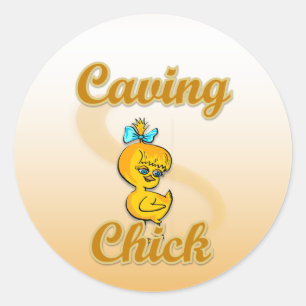 Caving Chick Ronde Sticker