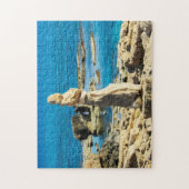 Cavo Greko rotsachtige kustlijn Cyprus. Legpuzzel (Verticaal)
