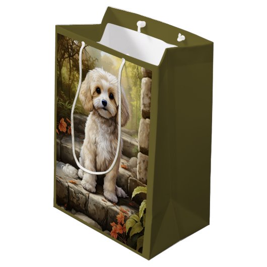 Cavodle/Cavapoo gepersonaliseerd Medium Cadeauzakje (Achterkant Gekanteld)
