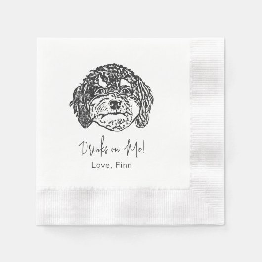 Cavoodle Dog gepersonaliseerde Drink op mij Servet (Voorkant)