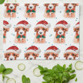 Cavoodle-hondenras Kerststerren Theedoek (Gevouwen)