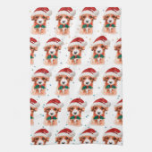 Cavoodle-hondenras Kerststerren Theedoek (Verticaal)