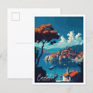 Cavtat Kroatië vintage reisillustratie Briefkaart