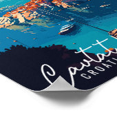 Cavtat Kroatië vintage reisillustratie Poster (Hoek)