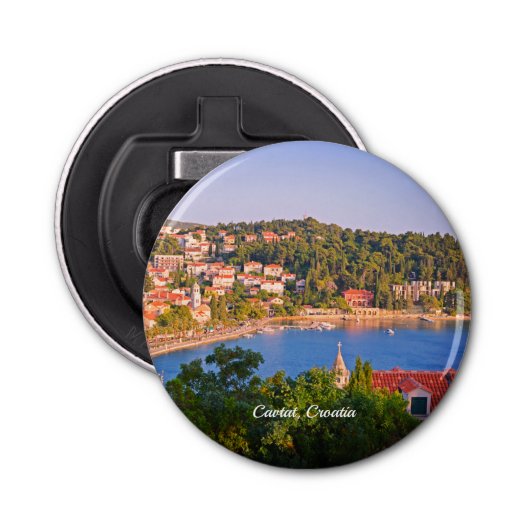 Cavtat, Kroatisch Uitzicht van de Mausoleum Button Flesopener (Voorkant)