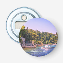 Cavtat, Uitzicht van Beach in Kroatië Button Flesopener
