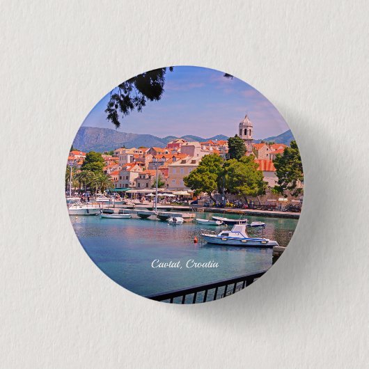 Cavtat, uitzicht van de stad Kroatië Ronde Button 3,2 Cm (Voorkant)
