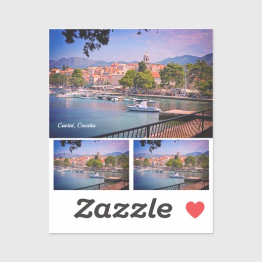 Cavtat, uitzicht van de stad Sticker, Kroatië Sticker (Vel)