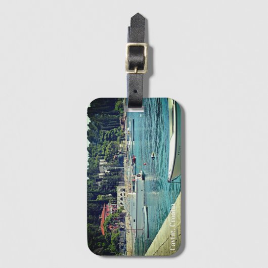 Cavtat, uitzicht van het water van Kroatië Bagagelabel (Voorkant (verticaal))