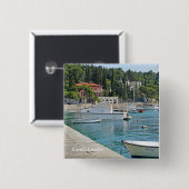 Cavtat, uitzicht van het water van Kroatië Vierkante Button 5,1 Cm (Voorkant /achterkant)